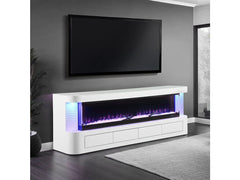 Luken White 71" TV Stand w/ Electric Fireplace - Ornate Home