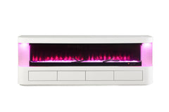 Luken White 71" TV Stand w/ Electric Fireplace - Ornate Home