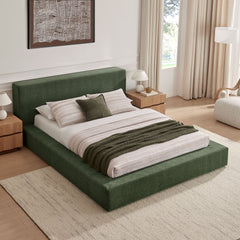 Luma Eucalyptus Chenille Upholstered King Platform Bed Frame - Ornate Home