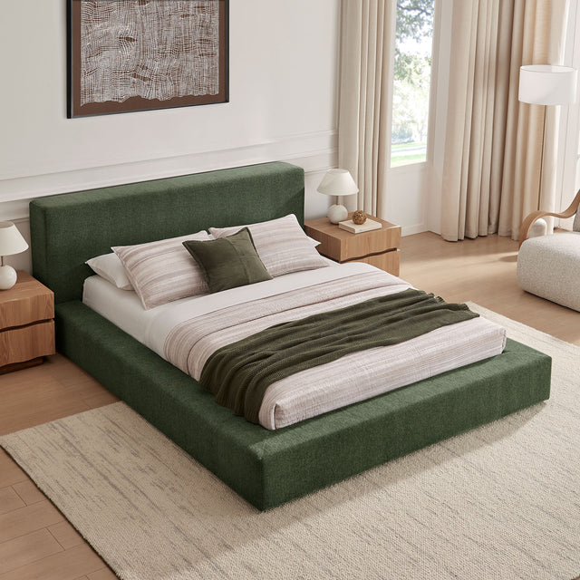 Luma Eucalyptus Chenille Upholstered King Platform Bed Frame - Ornate Home