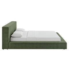 Luma Eucalyptus Chenille Upholstered King Platform Bed Frame - Ornate Home