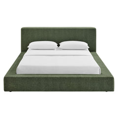 Luma Eucalyptus Chenille Upholstered King Platform Bed Frame - Ornate Home