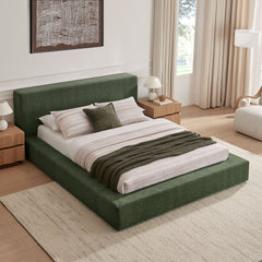 Luma Eucalyptus Chenille Upholstered Queen Platform Bed Frame - Ornate Home