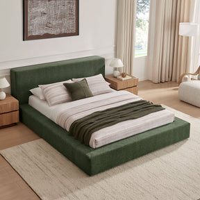 Luma Eucalyptus Chenille Upholstered Queen Platform Bed Frame - Ornate Home