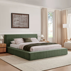 Luma Eucalyptus Chenille Upholstered Queen Platform Bed Frame - Ornate Home