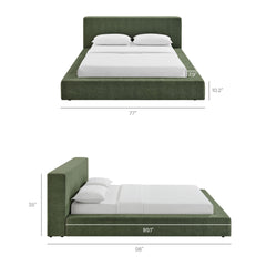 Luma Eucalyptus Chenille Upholstered Queen Platform Bed Frame - Ornate Home
