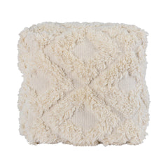 Luma Ivory 24"x24"x12" Pouf - Ornate Home