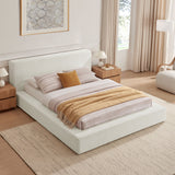 Luma Ivory Fabric Chenille Upholstered King Platform Bed Frame - Ornate Home