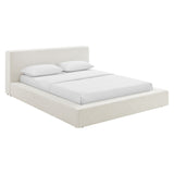 Luma Ivory Fabric Chenille Upholstered King Platform Bed Frame - Ornate Home