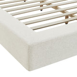Luma Ivory Fabric Chenille Upholstered King Platform Bed Frame - Ornate Home