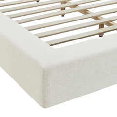 Luma Ivory Fabric Chenille Upholstered King Platform Bed Frame - Ornate Home