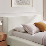 Luma Ivory Fabric Chenille Upholstered King Platform Bed Frame - Ornate Home
