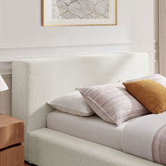 Luma Ivory Fabric Chenille Upholstered King Platform Bed Frame - Ornate Home