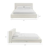 Luma Ivory Fabric Chenille Upholstered King Platform Bed Frame - Ornate Home
