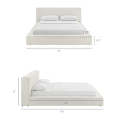 Luma Ivory Fabric Chenille Upholstered King Platform Bed Frame - Ornate Home