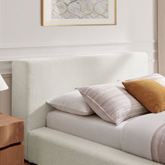Luma Ivory Fabric Chenille Upholstered Queen Platform Bed Frame - Ornate Home