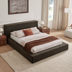 Luma Java Chenille Upholstered King Platform Bed Frame - Ornate Home