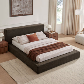 Luma Java Chenille Upholstered Queen Platform Bed Frame - Ornate Home