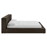 Luma Java Chenille Upholstered Queen Platform Bed Frame - Ornate Home