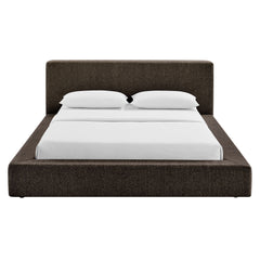 Luma Java Chenille Upholstered Queen Platform Bed Frame - Ornate Home