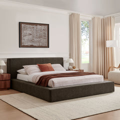 Luma Java Chenille Upholstered Queen Platform Bed Frame - Ornate Home