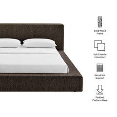 Luma Java Chenille Upholstered Queen Platform Bed Frame - Ornate Home