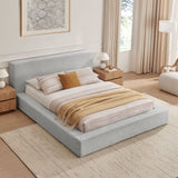 Luma Light Gray Fabric Chenille Upholstered King Platform Bed Frame - Ornate Home