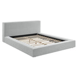 Luma Light Gray Fabric Chenille Upholstered King Platform Bed Frame - Ornate Home