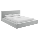 Luma Light Gray Fabric Chenille Upholstered King Platform Bed Frame - Ornate Home