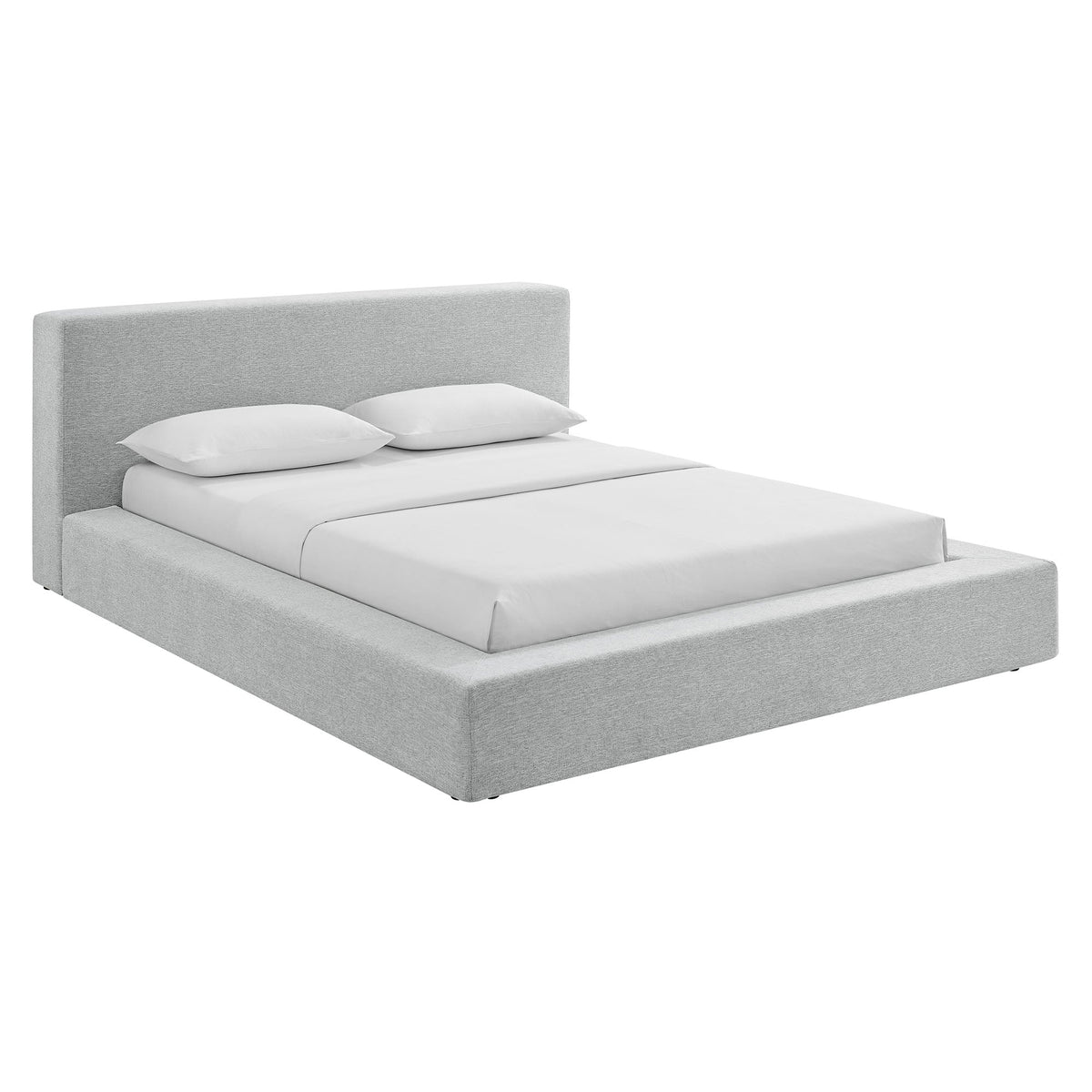 Luma Light Gray Fabric Chenille Upholstered King Platform Bed Frame - Ornate Home