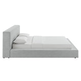 Luma Light Gray Fabric Chenille Upholstered King Platform Bed Frame - Ornate Home