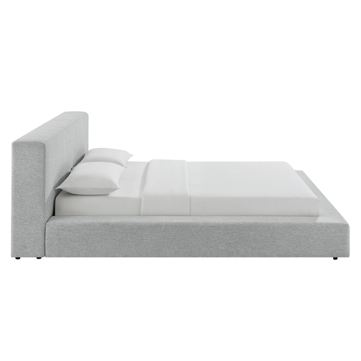 Luma Light Gray Fabric Chenille Upholstered King Platform Bed Frame - Ornate Home