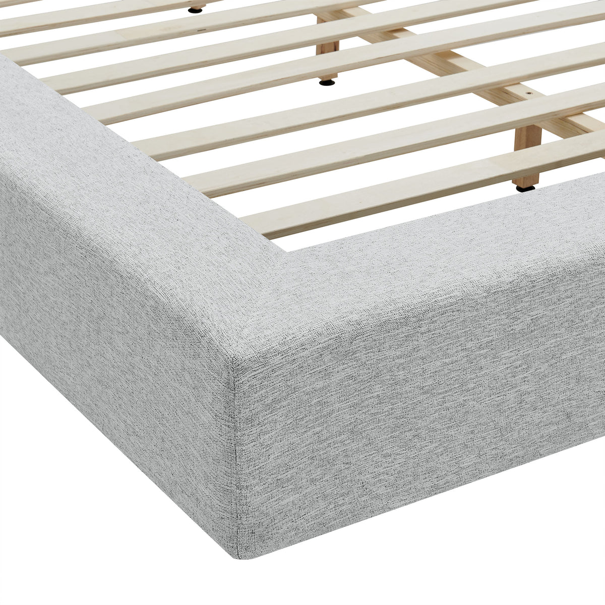 Luma Light Gray Fabric Chenille Upholstered King Platform Bed Frame - Ornate Home