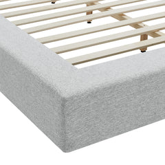 Luma Light Gray Fabric Chenille Upholstered King Platform Bed Frame - Ornate Home