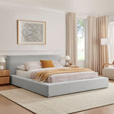 Luma Light Gray Fabric Chenille Upholstered King Platform Bed Frame - Ornate Home