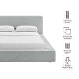 Luma Light Gray Fabric Chenille Upholstered King Platform Bed Frame - Ornate Home