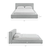 Luma Light Gray Fabric Chenille Upholstered King Platform Bed Frame - Ornate Home