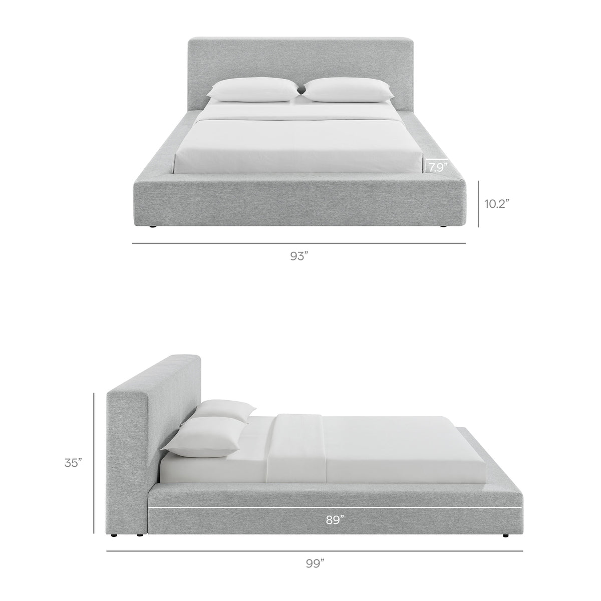 Luma Light Gray Fabric Chenille Upholstered King Platform Bed Frame - Ornate Home