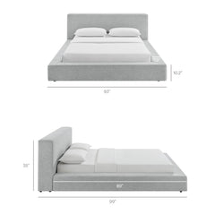 Luma Light Gray Fabric Chenille Upholstered King Platform Bed Frame - Ornate Home