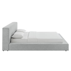Luma Light Gray Fabric Chenille Upholstered Queen Platform Bed Frame - Ornate Home