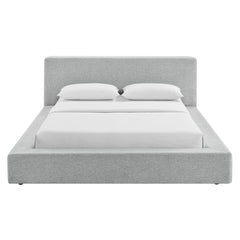 Luma Light Gray Fabric Chenille Upholstered Queen Platform Bed Frame - Ornate Home