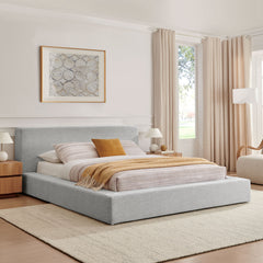 Luma Light Gray Fabric Chenille Upholstered Queen Platform Bed Frame - Ornate Home