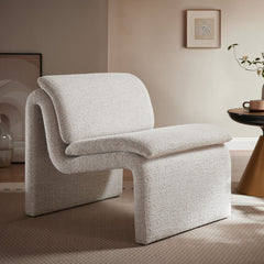 Lume Parchment Boucle Upholstered Armless Accent Chair - Ornate Home