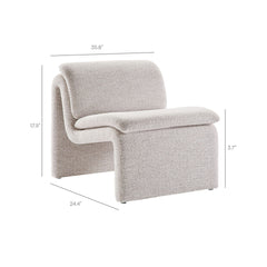 Lume Parchment Boucle Upholstered Armless Accent Chair - Ornate Home