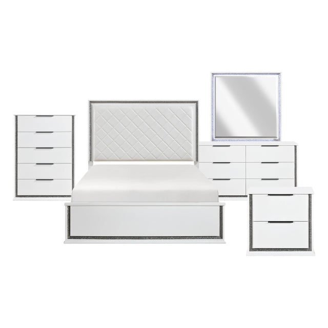 Lumin White 5pc Bedroom Set - Ornate Home
