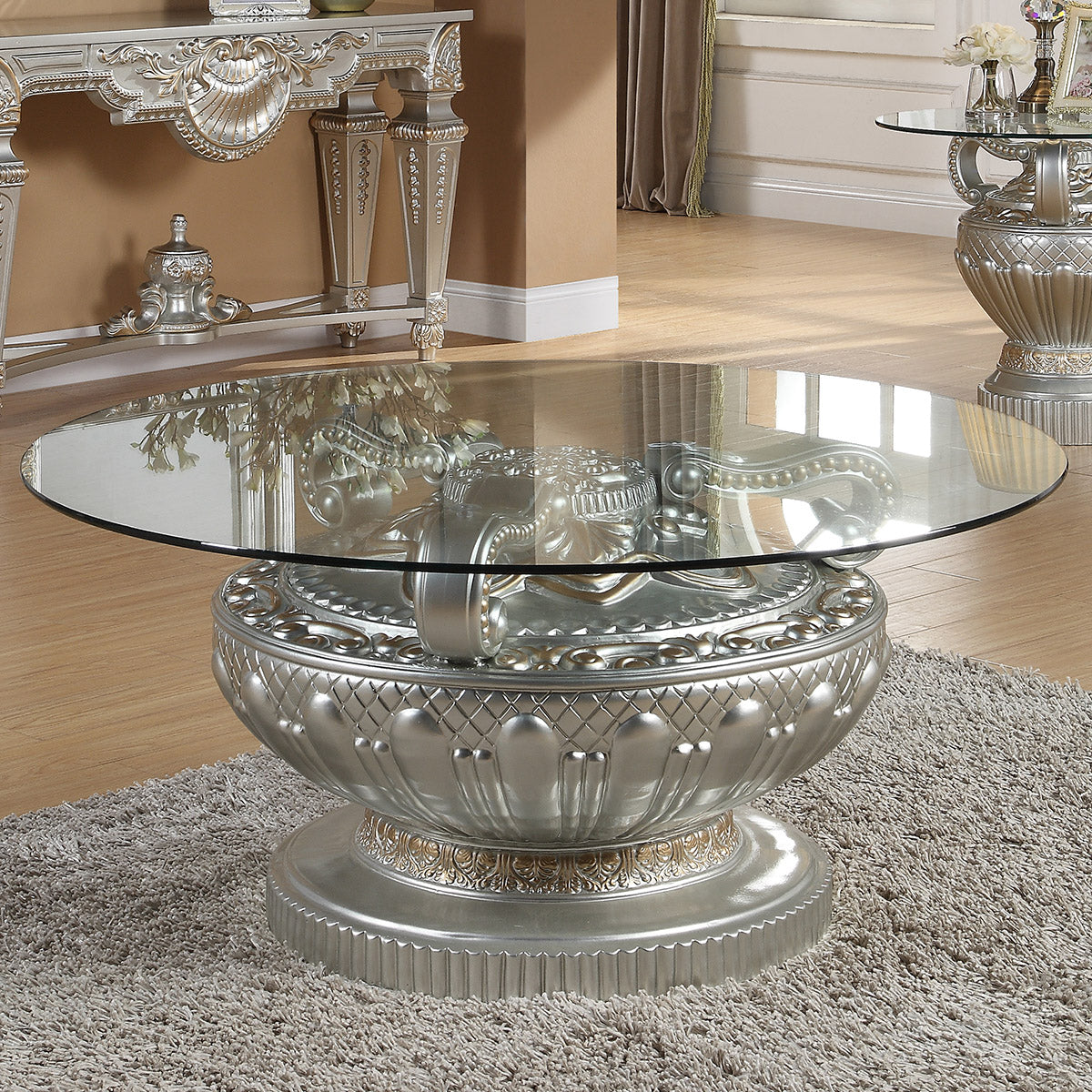 Lumina Silver 3pc Coffee Table Set  / HD-8908S - Ornate Home