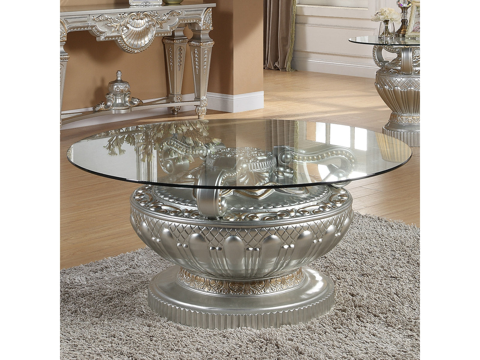 Lumina Silver Coffee Table  / HD-8908S - Ornate Home