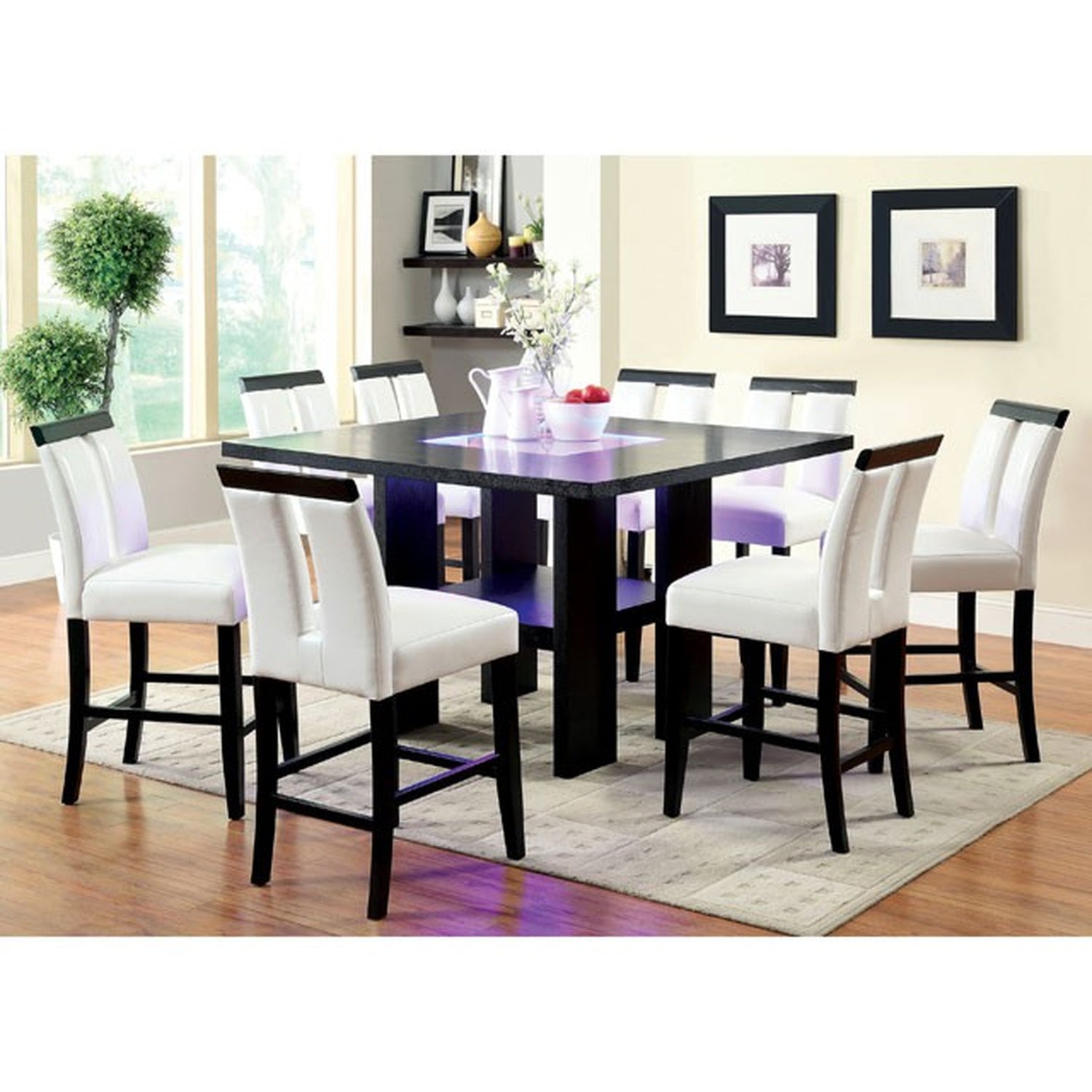 Luminar Black 7 Pc Counter Ht Table Set - Ornate Home