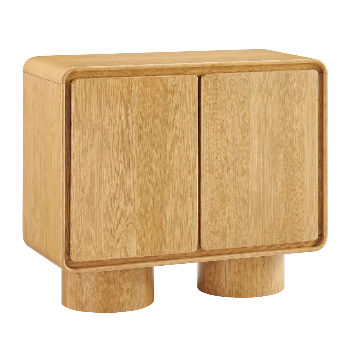 Lumo Oak 2-Door Curved Wood Accent Cabinet - Ornate Home