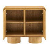 Lumo Oak 2-Door Curved Wood Accent Cabinet - Ornate Home